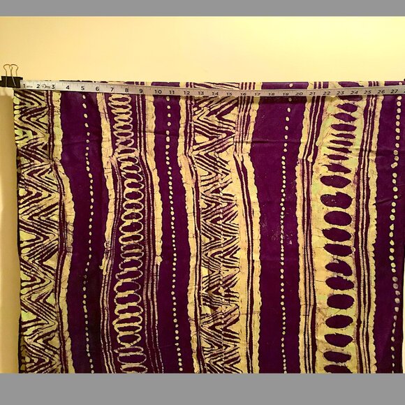Yoruba-adire Purple & light green rectangle patterned scarf, custom-dyed - Picture 8 of 11